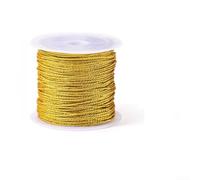 Besttoolifes Hilo de oro y plata, hilo de bordado de lurex para hacer joyas, cordón para pulseras de bricolaje, poliéster PET para cuerda, oro plateado (oro, 15 m)