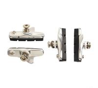 Besttoolifes Juego de 2 pastillas de freno de pinza de carretera con parte superior de aleación pulida con soportes y almohadillas de goma duraderas, compatibles con pares de carreras y ciclismo