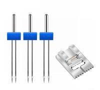 Besttoolifes Juego de agujas dobles dobles para máquinas de coser con accesorio de prensatelas, pie de costura arrugado, tamaños de aguja 2/90 3/90 4/90 (9 ranuras)