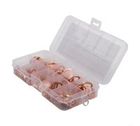 Besttoolifes Juego de juntas de arandela plana de cobre rojo, tamaños mixtos -M4 a -M14, kit surtido de anillos de sellado en caja para uso eléctrico industrial automotriz marino (cobre, 200 piezas)