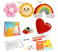 Besttoolifes Kit de ganchillo para principiantes con juego de manualidades, suministros de punto de hilo suave que incluye gancho de ganchillo y relleno, para fácil con video (D)