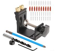 Besttoolifes Kit de plantilla de agujero de bolsillo con guía de taladro ajustable y localizador de agujeros de ángulo de 15° para carpintería, fabricación de armarios y montaje de muebles (negro)