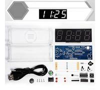 Besttoolifes Kit de reloj de bricolaje con pantalla de tubo digital, reloj electrónico LED de 4 dígitos con alarma y visualización semanal, módulo MCU DS1302 para entrenamiento de soldadura (blanco)