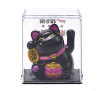 Besttoolifes Mini adorno de gato de la suerte que agita con energía solar, movimiento automático, para salpicadero de coche, hogar, oficina, escritorio, figura de Maneki Neko con lingotes dorados