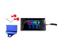 Besttoolifes Panel de voltímetro digital LED DC 7V-100V con pantalla LCD de voltaje de batería y alarma de sobre/bajo voltaje, para motocicletas y vehículos eléctricos (soporte azul + azul)