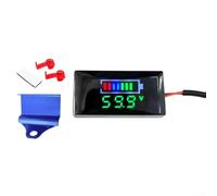 Besttoolifes Panel de voltímetro digital LED DC 7V-100V con pantalla LCD de voltaje de batería y alarma de sobre/bajo voltaje, para motocicletas y vehículos eléctricos (soporte azul + verde)