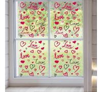 Besttoolifes Pegatinas para ventana de San Valentín con diseño de oso de corazón rosa y floral, calcomanías de PVC estáticas para vidrio o dormitorio, juego de 4 decoración del hogar (B)