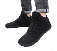 Besttoolifes Pig - Parte superior de piel nobuk para exteriores, botas de nieve cálidas resistentes al agua para hombre, zapatos de senderismo de invierno con forro de felpa, suela de goma