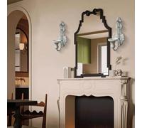 Besttoolifes Portavelas de pared vintage envejecido para velas cónicas, aplique de pared de hierro fundido con acabado blanco antiguo para decoración de sala de estar, cocina y dormitorio (gris)