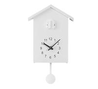 Besttoolifes Reloj de cuco con voz de pájaro llamada y péndulo, reloj de pared moderno para decoración del hogar, sala de estar, oficina, funciona con pilas (blanco)