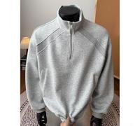 Besttoolifes Sudadera Deportiva Hombre Poliéster Cuello Stand | Tejido grueso, cuello alto, manga larga, gris, ajuste regular para hombre