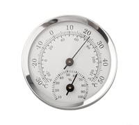 Besttoolifes Termómetro higrómetro montado en la pared, medidor de temperatura y humedad para interiores y exteriores, esfera de metal para el hogar, jardín, escala fácil de leer (plata)
