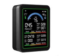 Besttoolifes -Tuya WiFi 10 en 1 Monitor de calidad del aire con -CO2, PM2.5, sensores de temperatura y humedad, pantalla TFT de 2.8 pulgadas, batería de 24 horas (negro)