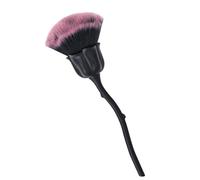 Bestvisse Cepillo limpiador de polvo para uñas, con forma de rosa, mango largo para recortar uñas, herramientas de brochas de maquillaje