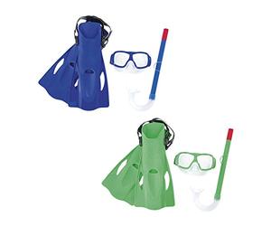 BESTWAY 25019 - Set Gafas de Buceo + Tubo Snorkel + Aletas Surfswim 7-14 Años