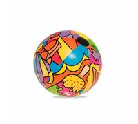 BESTWAY 31044 - Pelota de Playa Hinchable Diseño Pop Art Multicolor 63 cm aprox. Vinilo Resistente Probado con Válvula de Seguridad Para Inflado Fácil Mayores de 3 Años