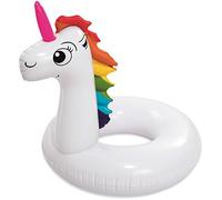 BESTWAY 36123 - Flotador Hinchable Unicornio Fantasía Blanco con Melena Arcoíris y Cuerno Rosa para 1 Persona 136x131 cm con Válvulas de Seguridad y Parche