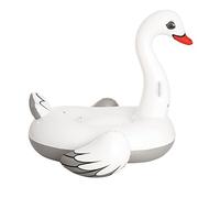BESTWAY 41111 - Cisne Hinchable 196x174 cm Para 1 Adulto de Vinilo Resistente Con Asas Agarraderas y Válvulas de Seguridad Blanco Brillante con Pico Naranja