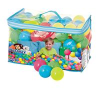 BESTWAY 52027 - Bolas de Colores para Piscina de Bolas Hinchable 100 Unidades de PVC con Bolsa de Transporte 4 Azul, Amarillo, Verde y Rosa Diámetro 6,4 cm
