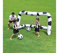 BESTWAY 52058 - Portería Hinchable Fútbol 213x122x137 cm con Dos Pelotas Hinchables para Jardines y Terrazas Fácil Inflado Para Niños y Niñas Mayores de 3 Años