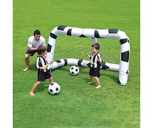 Bestway 52058 - Portería Hinchable Fútbol, Blanco/Negro