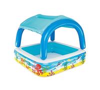 BESTWAY 52192 - Piscina Hinchable Infantil con Parasol Canopy 147x147x122 cm Multicolor con Animales Marinos 265 Litros Para Niños y Niñas Mayores de 2 Años