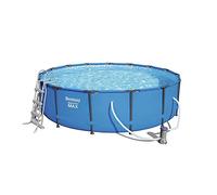 Bestway 56488 - Steel Pro MAX - Piscina Exterior Redonda, 457 x 107 cm, Bomba de filtrado, Escalera, Alfombra y Cubierta incluidos