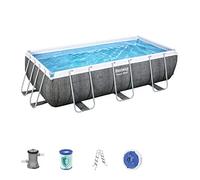 Bestway 56721 - Piscina Desmontable Tubular Power Steel Diseño Rattan 404x201x100 cm Depuradora de cartucho de 2.006 litros/hora Con Escalera