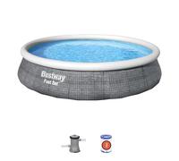 BESTWAY 57376 - Piscina Desmontable Fast Set Rattan 396x84 cm Depuradora de Cartucho 2.006 litros/hora
