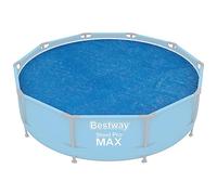 Bestway 58241 - Cubierta solar para piscina Steel Pro de 305 cm | Diámetro 305 cm azul - Calienta sin agua - Reduce la evaporación en un 90% - Límite de hojas e impurezas