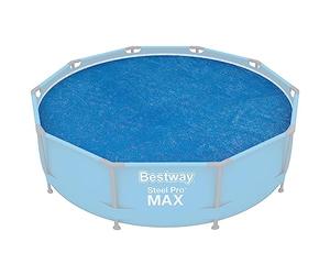 Bestway 58241 - Cubierta solar para piscina Steel Pro de 305 cm | Diámetro 305 cm azul - Calienta sin agua - Reduce la evaporación en un 90% - Límite de hojas e impurezas