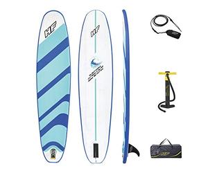 BESTWAY 65336 - Tabla de Surf Hinchable Hydro-Force Compact Surf 8 243x57x7 cm Diseño Azul Con Aleta Extraíble, Bomba de Inflado Rápido y Bolsa de Transporte