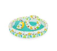 Bestway - Conjunto de Piscina, Flotador y Pelota de Playa - Juego al Aire Libre - 51124 - Azul - Piscina de Plástico - 122 cm x 20 cm - Niño - Piscina para Niños - A Partir de 2 años