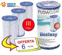 Bestway Filtro A Cartucho Tipo III A/C → 6 PC Filtro para Bombas Piscina / 58012