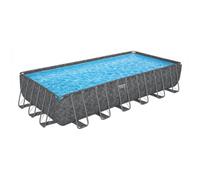 Bestway piscina APX 365 732x366x132 con filtro de arena escalera y cubierta gris