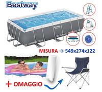 Bestway PISCINA POWER STEEL FRAME Rectangular → 549x274x122 cm + Accesorios
