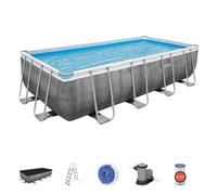 Bestway Power Steel 56998 Piscina elevada 549x274x122 cm efecto ratán gris