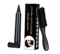 BESTYASH 1 Juego De 2 Piezas Combinación de pincel de barba pluma de bigote pluma para dar forma a la barba pluma de relleno de barba lápiz de pan cepillo de bigote cerdas de jabalí Negro