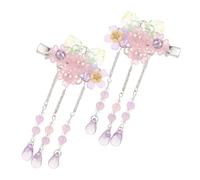 BESTYASH 1 Par Central de cabello de borla de la flor borla de pelo Boda conformado accesorios pasador de borla chino flores para el cabello flor de horquilla china el plastico Púrpura
