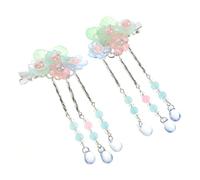 BESTYASH 1 Par Central de cabello de borla de la flor pequeño decoración patas Boda horquilla nuevo estilo chino pinzas para el cabello flor de horquilla china aleación Azul