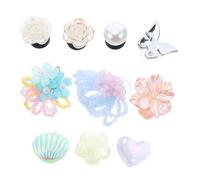 BESTYASH 10 Piezas Conjunto de Adornos en Forma de Flores para Zapatos Clips Desmontables de Cristal y Perla Decoración para Novias Mujeres y Niñas Tonos Rosas y Plateados
