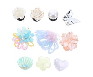 BESTYASH 10 Piezas Conjunto de Adornos en Forma de Flores para Zapatos Clips Desmontables de Cristal y Perla Decoración para Novias Mujeres y Niñas Tonos Rosas y Plateados