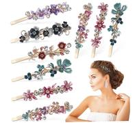 BESTYASH 12 Piezas Horquilla De Flores Antiguas Accesorios Decoración Elegante Golpes Seda Poli Alfiler Boda Delirio Nupcial Novia Paraca Joyado Brillantina Clips Aleación