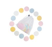BESTYASH 16 piezas Discos Desmaquillantes Reutilizables de Algodón para Maquillaje Facial Limpieza y con Bolsa de Lavado Azul Rosa y Amarillo para Tipo de