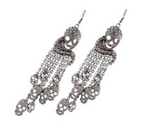 BESTYASH 1par Pendientes De Halloween Tassel De Strass Forma De Calavera Joyería De Fiesta Para Mujeres De Pendientes Colgantes Elegantes