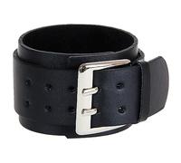 BESTYASH 1pieza Brazalete De Cuero Doble Para Hombre Con Gran Hebilla Pulsera De Mano Vintage Color Negro Accesorio Chic Para
