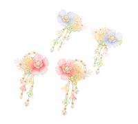 BESTYASH 2 Pares Accesorios el Cabello Estilo Hanfu Horquillas Chinas Vintage Pinzas con Borlas y Diseño Floral para Mujeres y Niñas Horquillas Tradicionales Hechas a Mano Accesorios