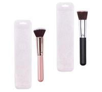 BESTYASH 2 Piezas Brocha de Maquillaje de Base Sintética Cabeza Plana para Mujeres Herramienta Cosmética Diseño Elegante y Duradero para Base y Rubor Incluye Estuche Transparente