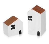 BESTYASH 2 Piezas de Adorno Casa de Madera en Color Claro, Decoración Sencilla para Escritorio y Habitación, Diseño Artesanal Minimalista, Decoración Rústica para Hogar y Oficina