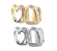 BESTYASH 2 Piezas De Joyería para Dientes Rejillas De Metal para Dientes Adornos para Joyas De Rapero Accesorios De Disfraz De Rapero Rejillas Falsas Colmillos Brillantes